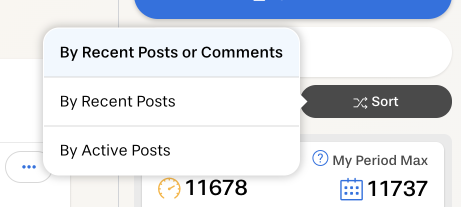 Screenshot of Sort selector and options
