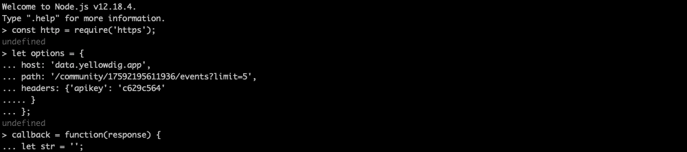 GIF showing JavaScript API call and JSON result