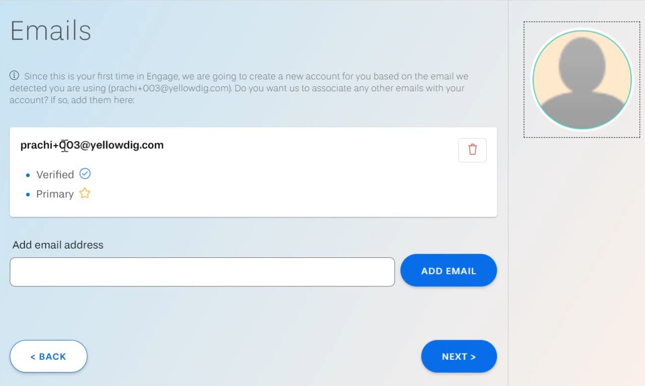 Add email account creation page